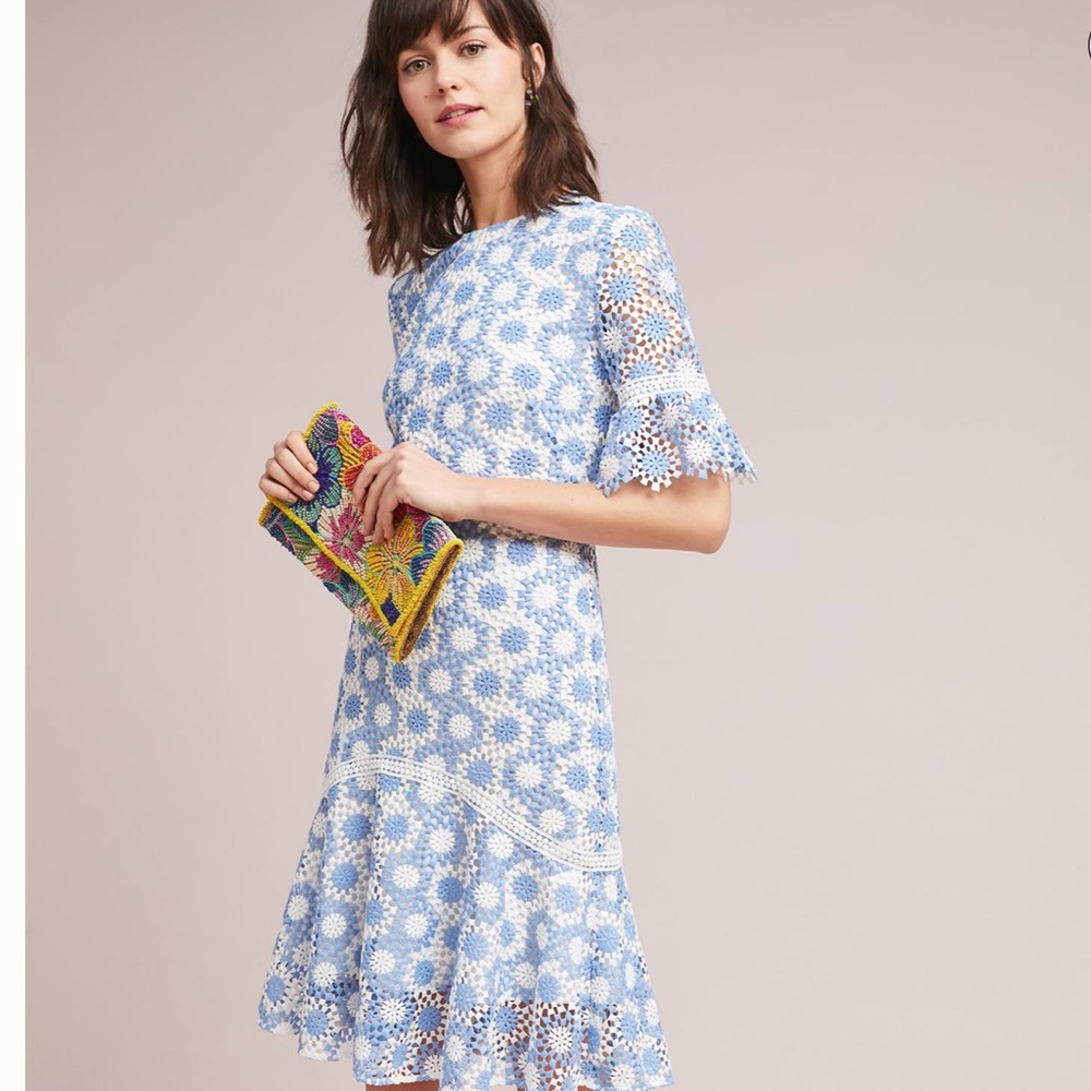 Anthropologie Shoshanna crocheted floral dress Sz 4 NWT
